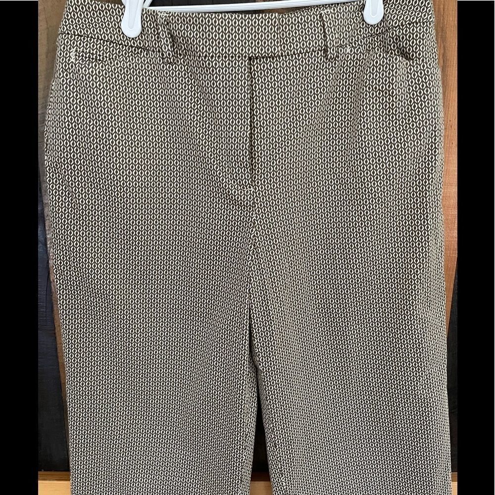 Talbots flat front crop print stretch pants, cotton and spandex blend, size 12. - Picture 2 of 5